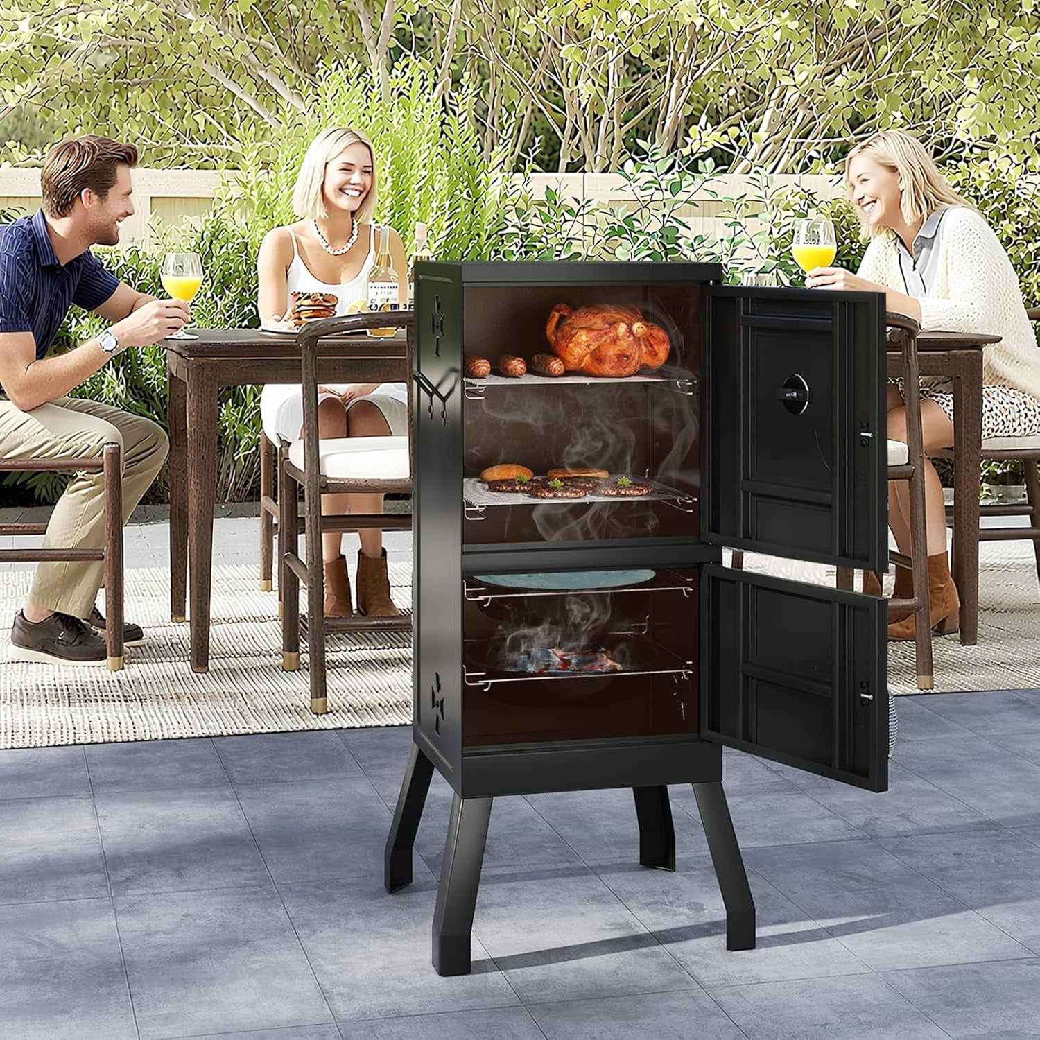 Charcoal 40 Inch Vertical Smoker Outdoor Thermometer