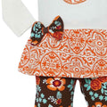 Big Girls Orange Pumpkin Autumn Floral Thanksgiving Tunic & Ruffle Pants Outfit