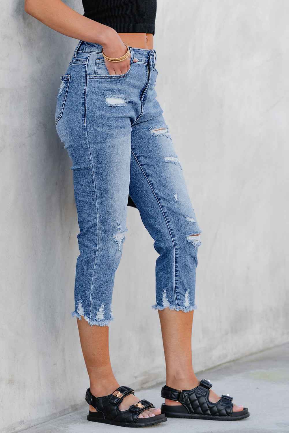 Georgia Skinny Distressed Capri Jeans
