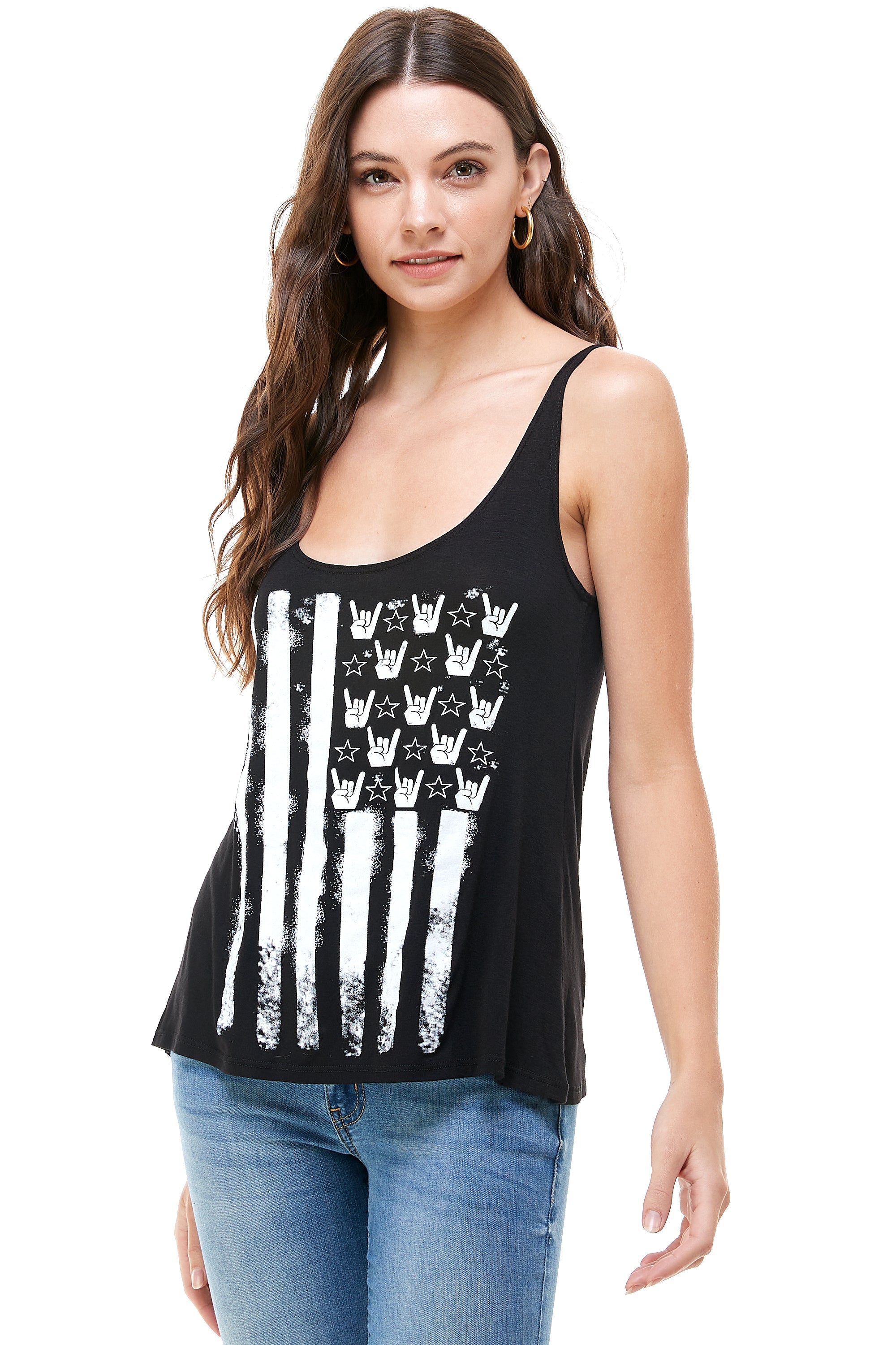 FLAG HANDS AND  STRIPES FLAG TANK TOP