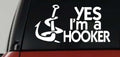 Funny Fishing Hooker Decal - Truck Car Window Vinyl Sticker - PW PitStop