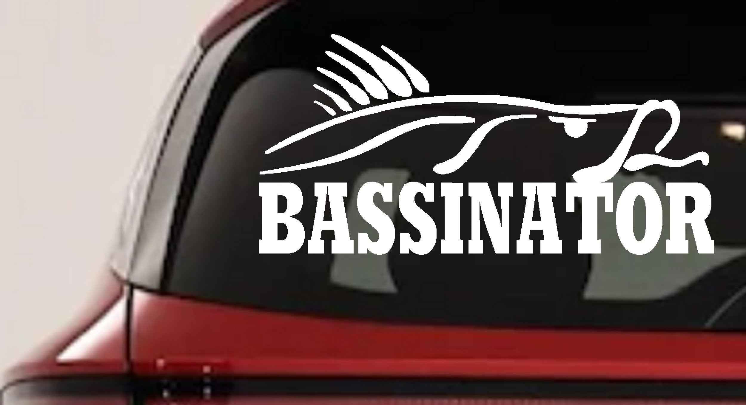 Bassinator Bass Fishing Decal for Car Truck Window Vinyl Sticker