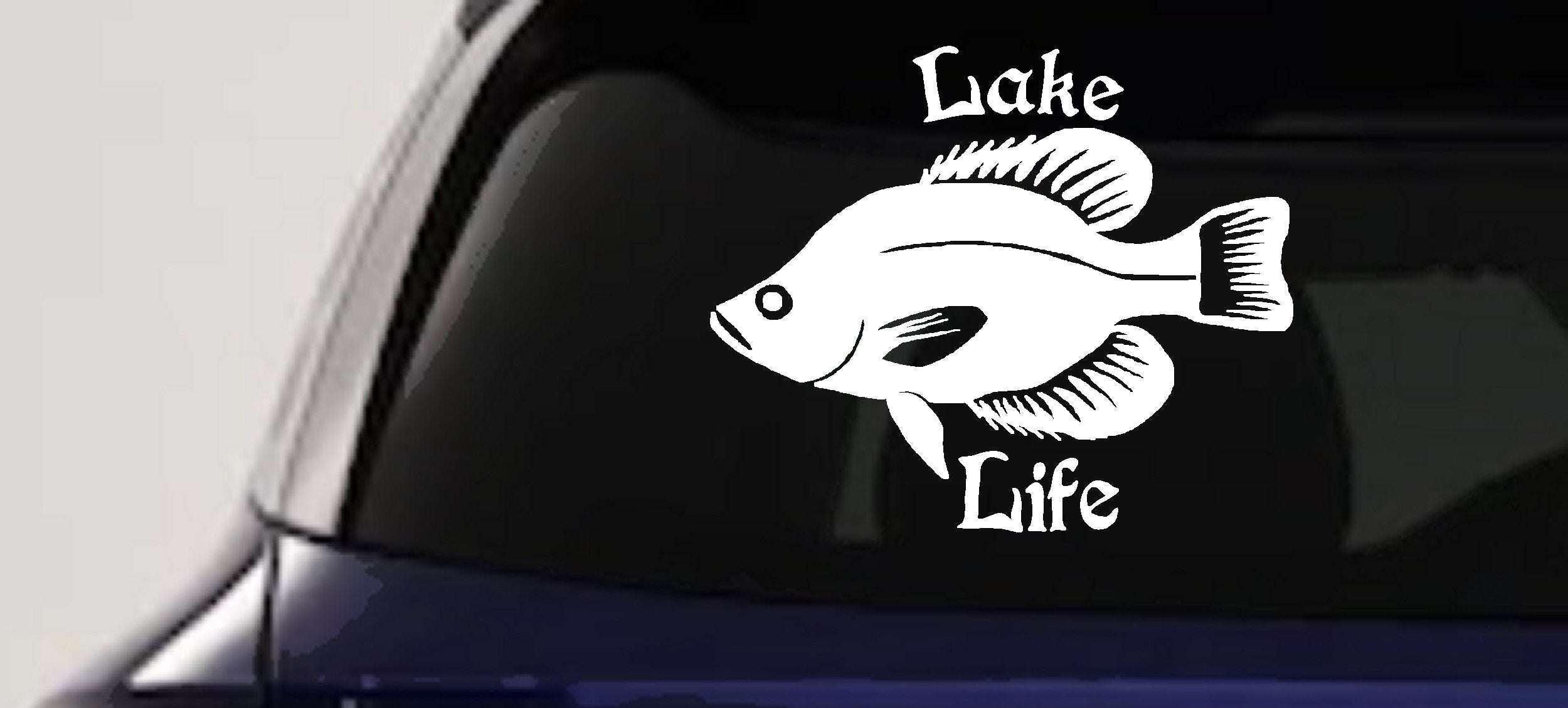 Lake Life Crappie Fishing Decal Truck Window Vinyl Sticker - PW PitStop