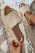 White Boho Woven Non-slip Wedge Slippers