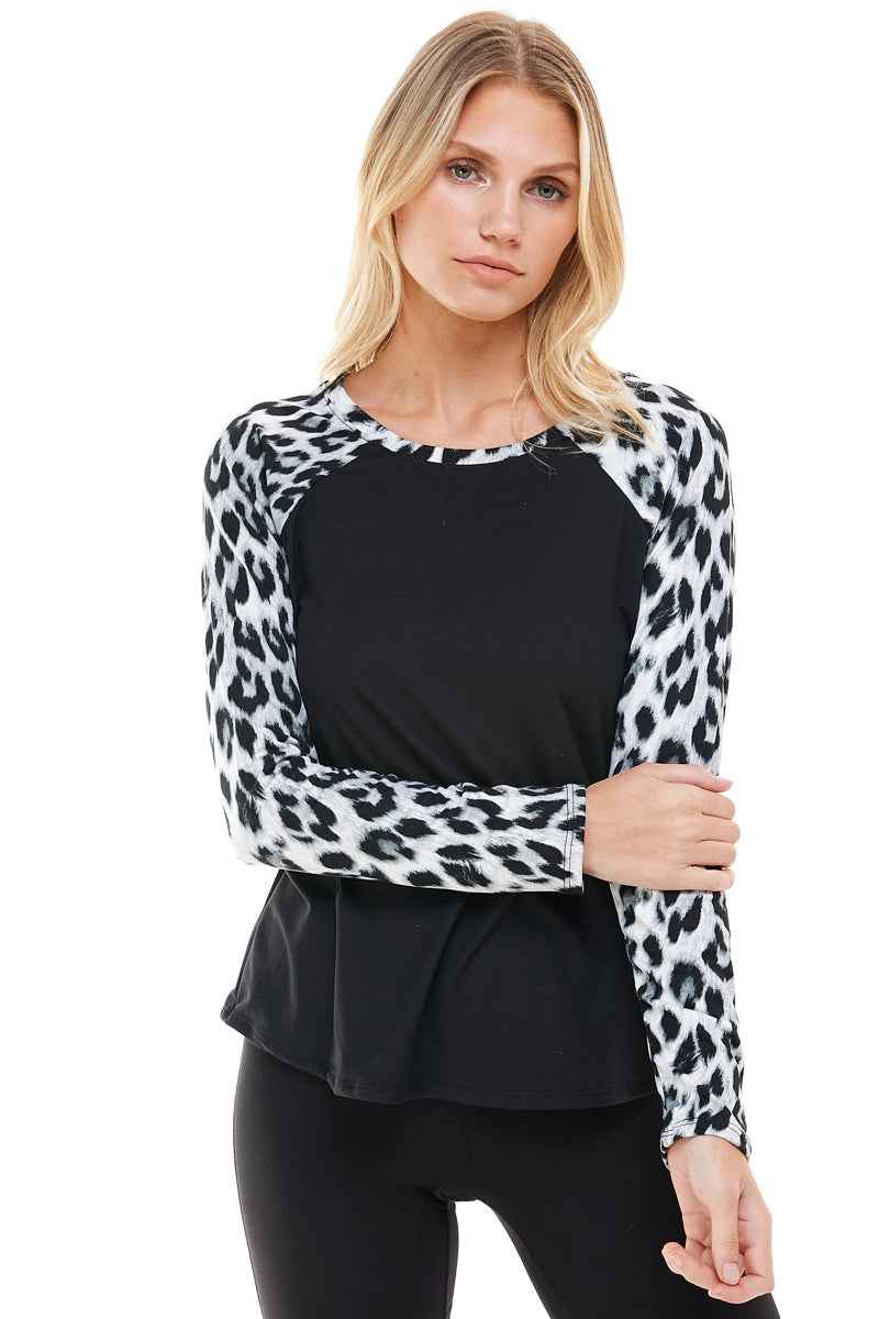 GREY LEOPARD RAGLAN