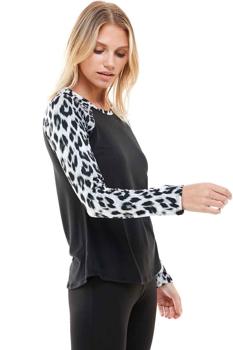 GREY LEOPARD RAGLAN