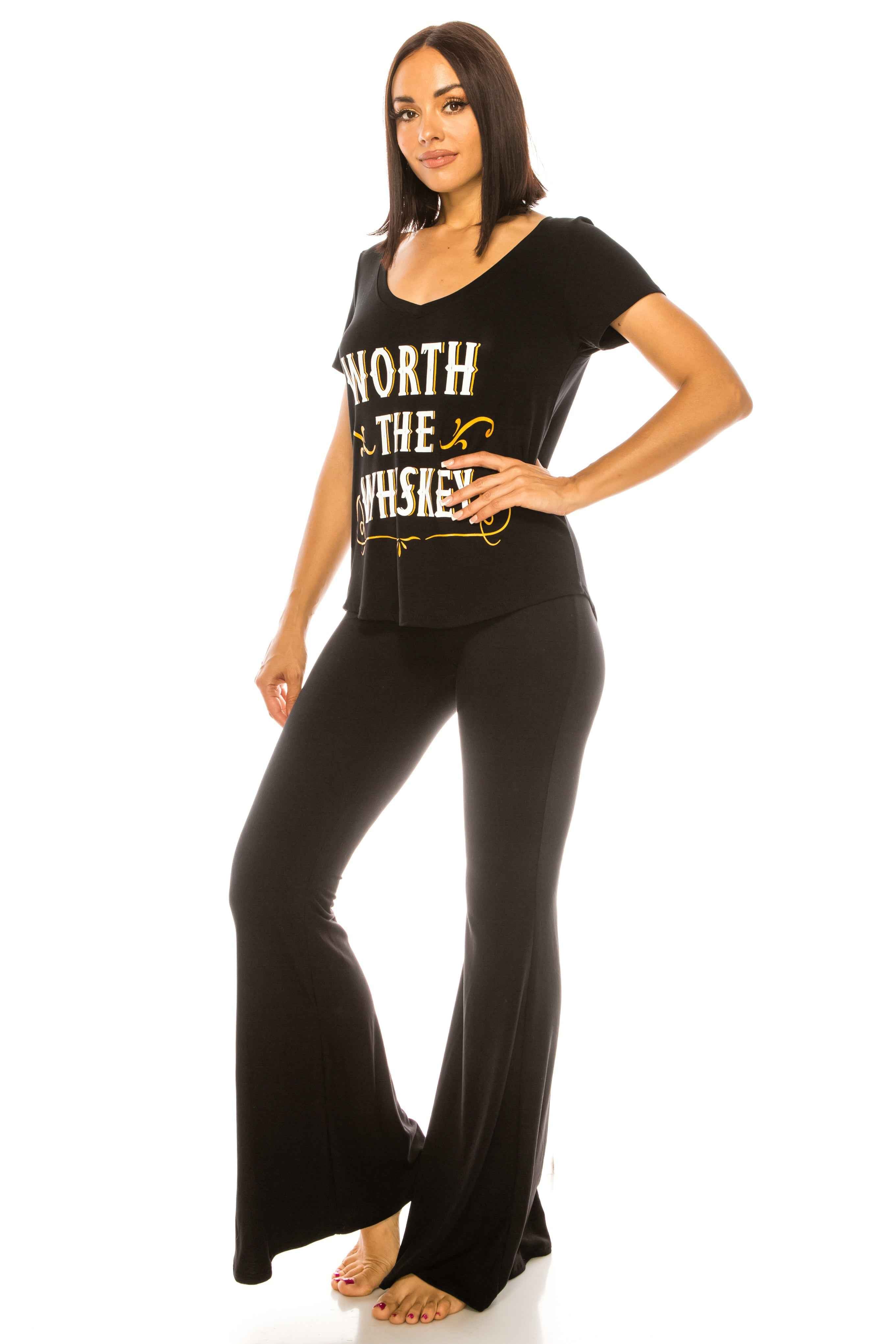 WORTH THE WHISKEY SHORT SLEEVE V NECK