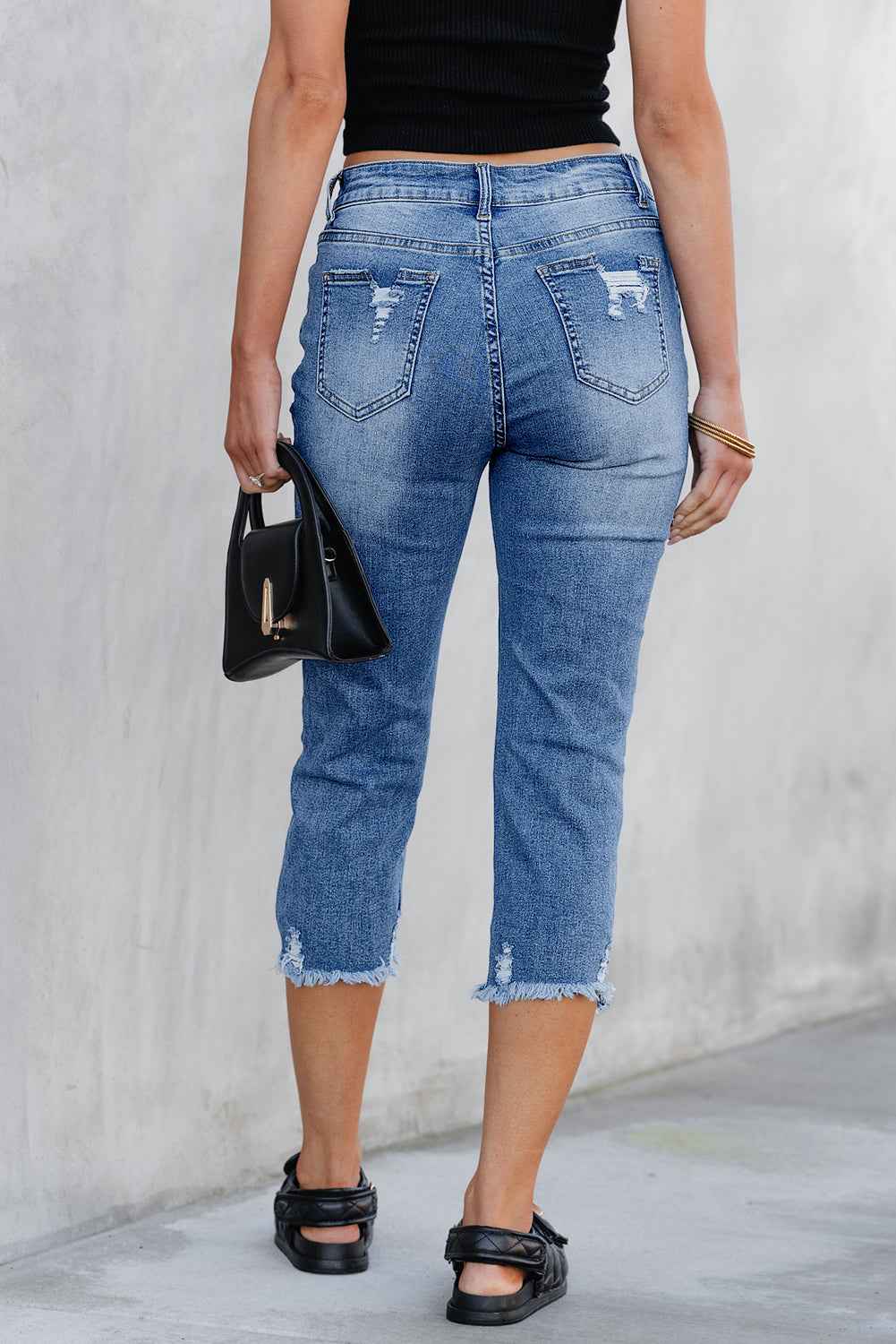 Georgia Skinny Distressed Capri Jeans