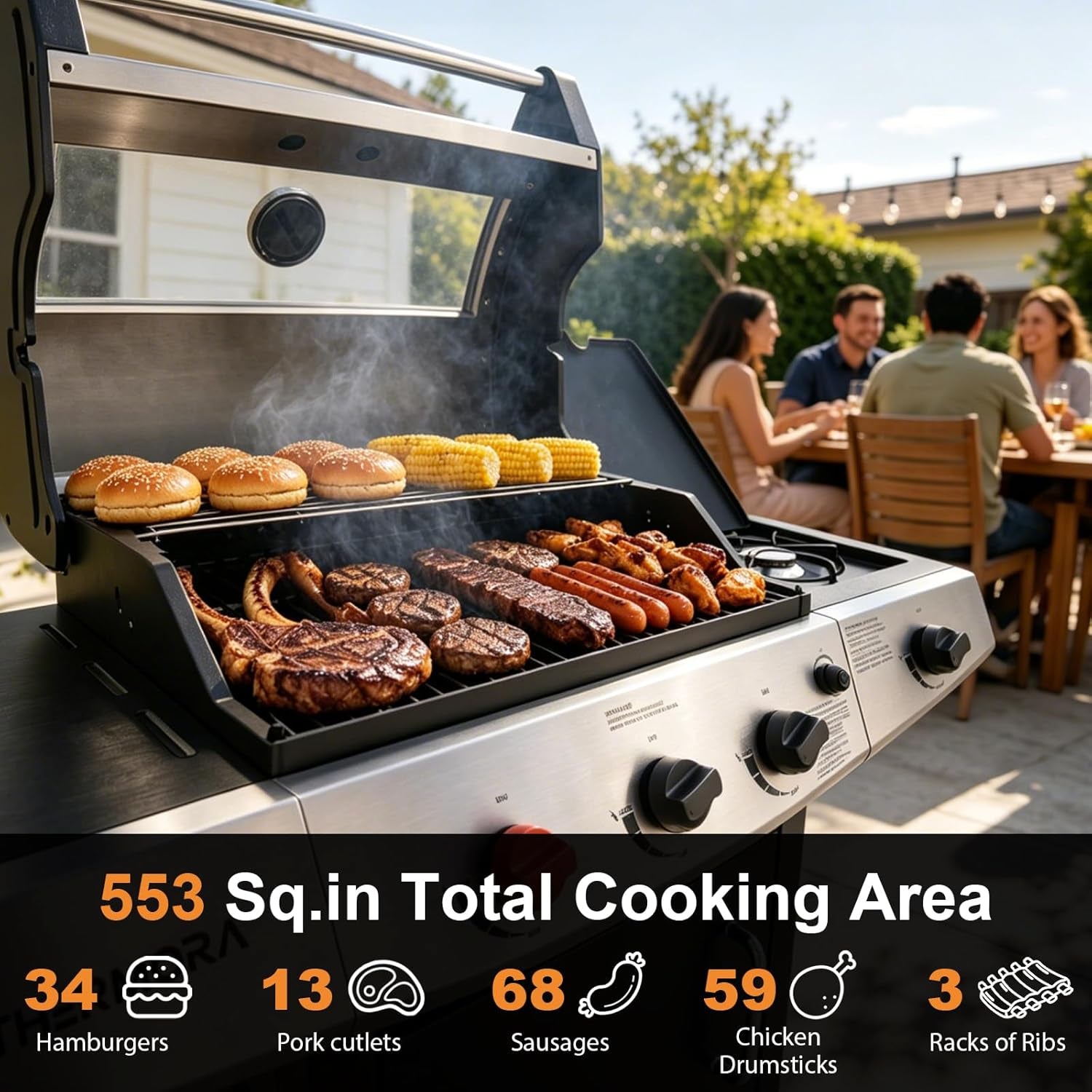 Stainless Steel Propane Outdoor Grill FiftyThousand BTU