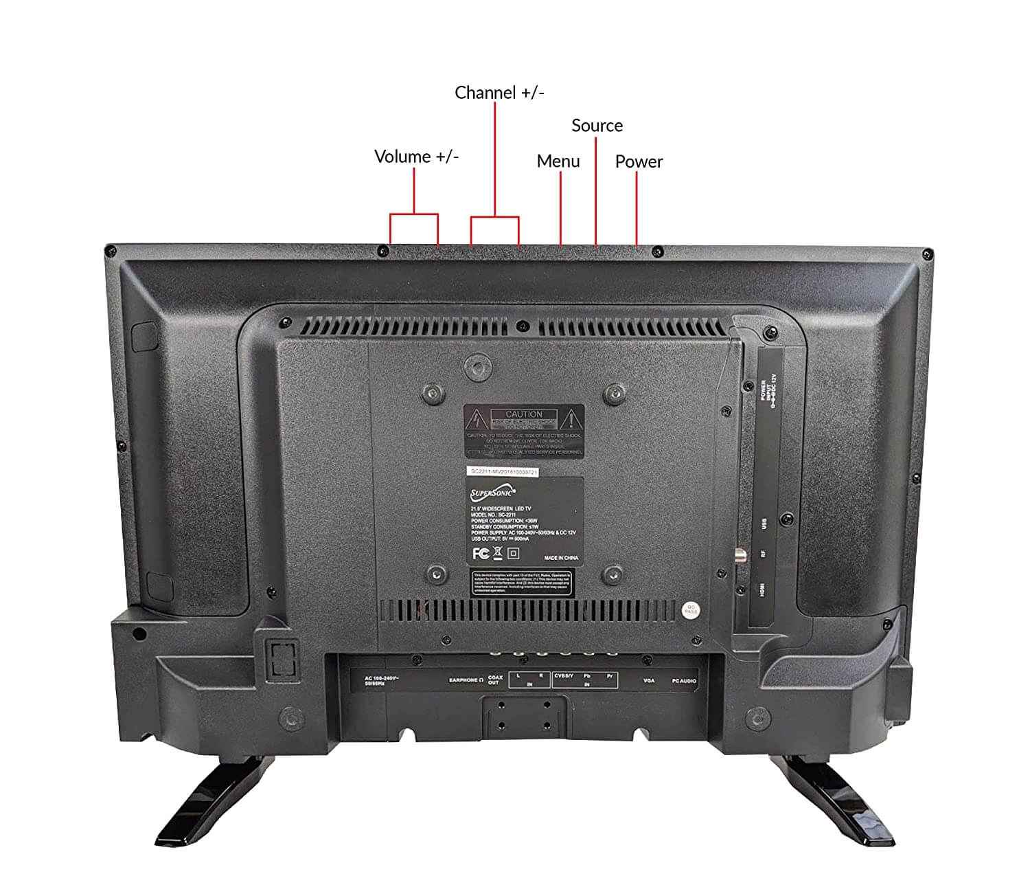24" Supersonic 12 Volt AC/DC Widescreen LED HDTV with USB, SD Card Reader and HDMI