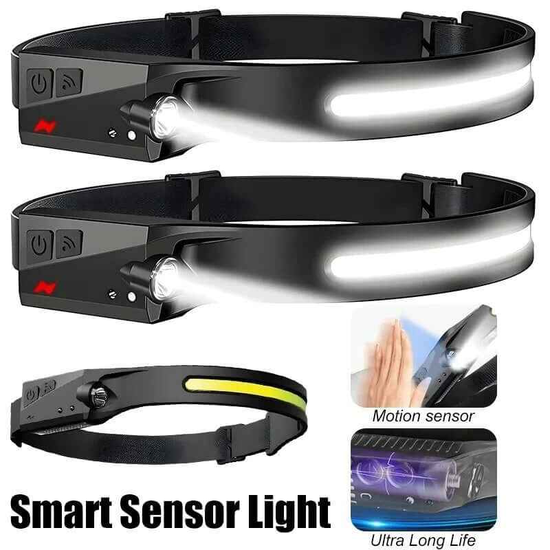 Headlamp USB Rechargeable LED  Waterproof, Motion Sensor Camping/Hiking Light