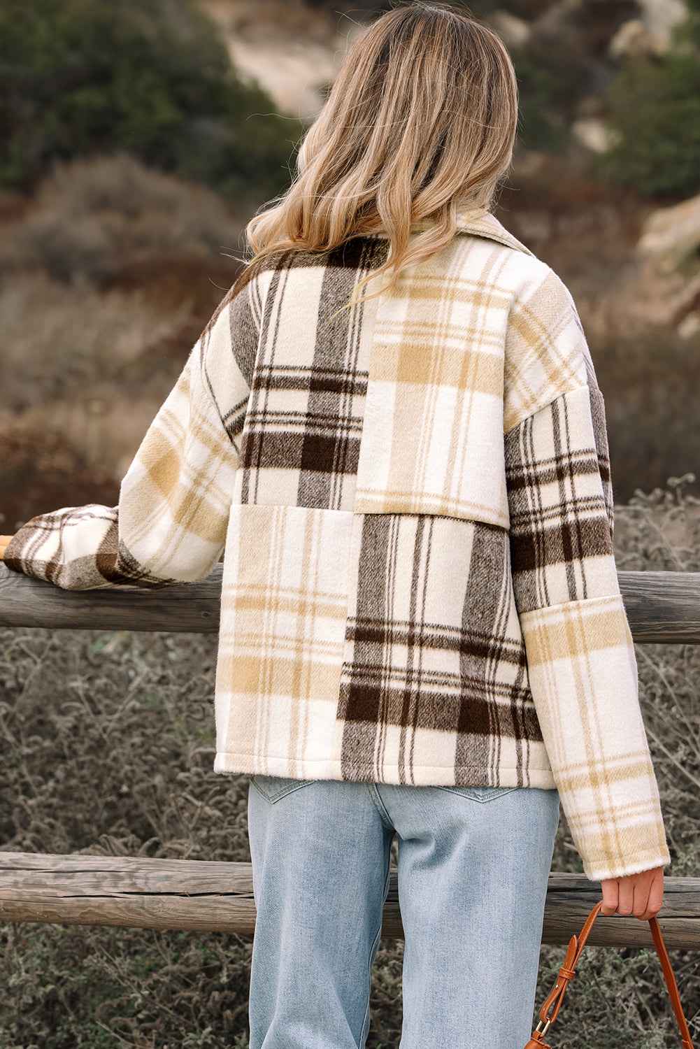 Julinique Plaid Patchwork Side Shacket