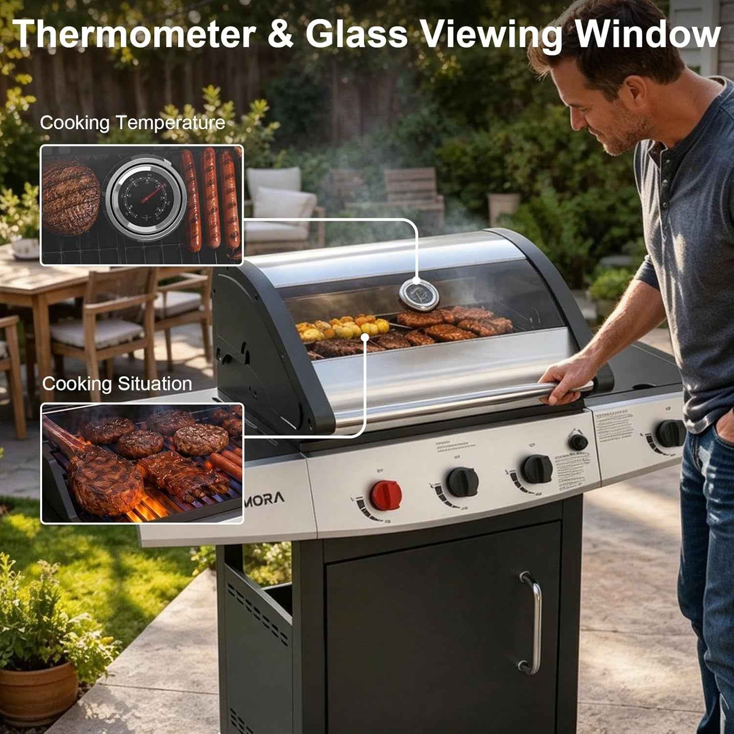 Stainless Steel Propane Outdoor Grill FiftyThousand BTU