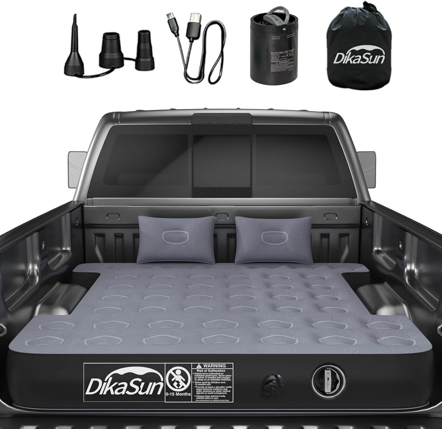 DikaSun 5.5-5.8ft Full Size Auto Inflate Truck Bed Air Mattress - PW PitStop
