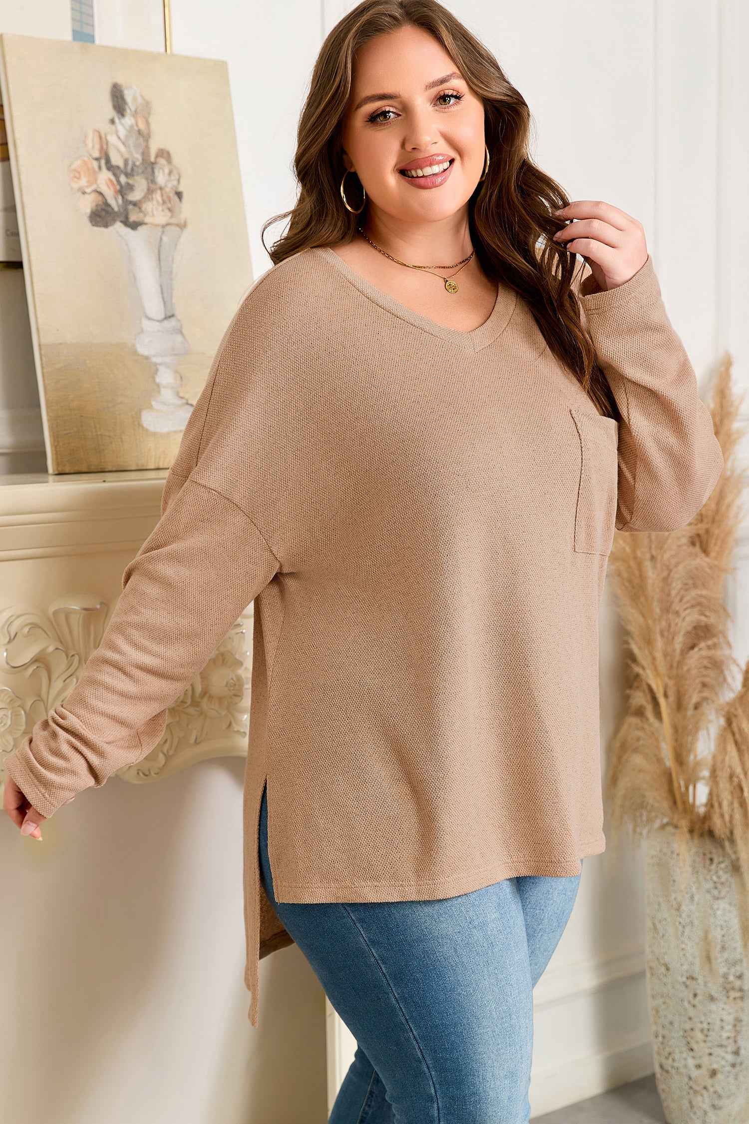 Abby Shoulder Knit Tunic PLUS Top