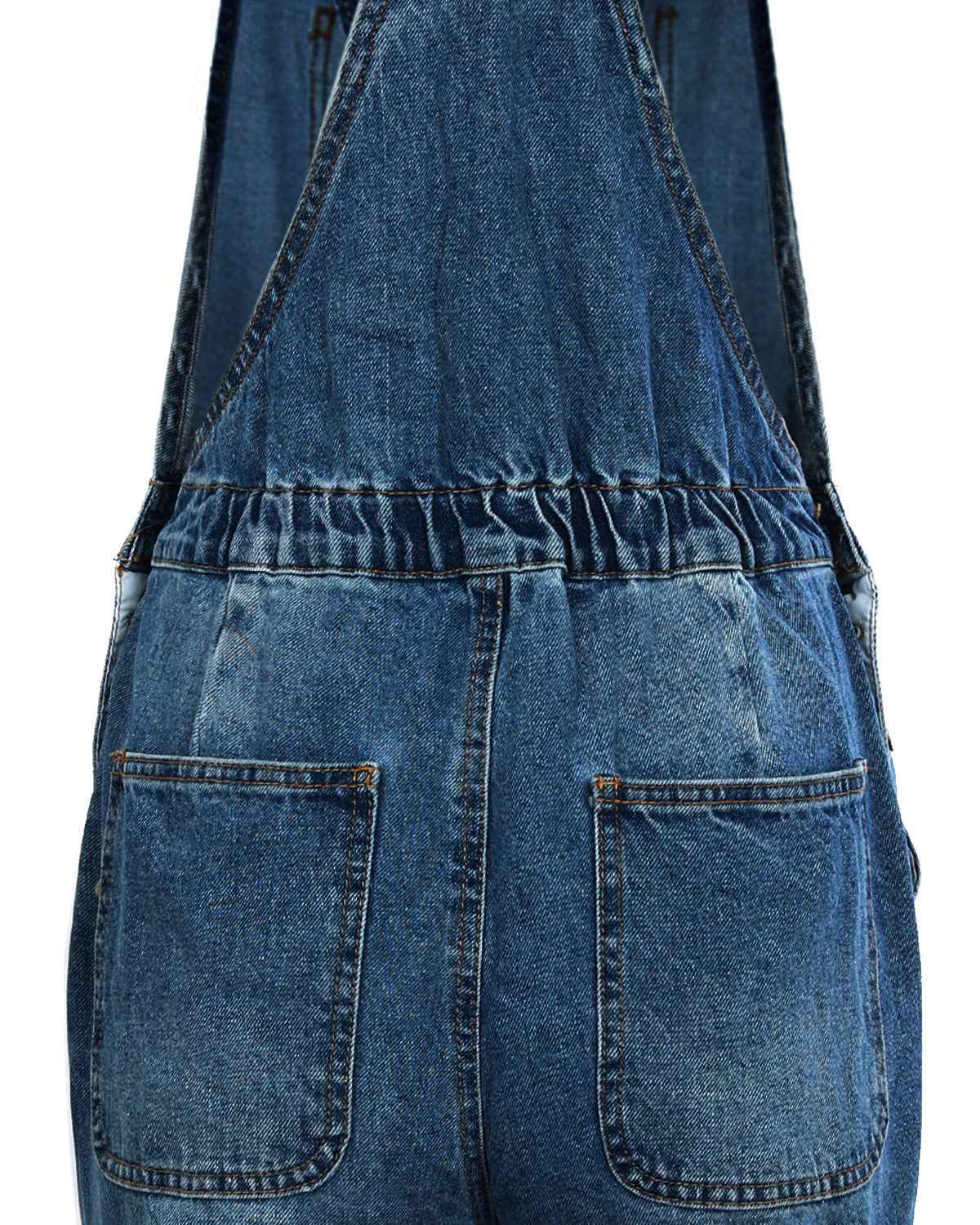 JUNIOR NON-STRETCH DENIM DESTROYED OVERALLS