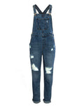 JUNIOR NON-STRETCH DENIM DESTROYED OVERALLS