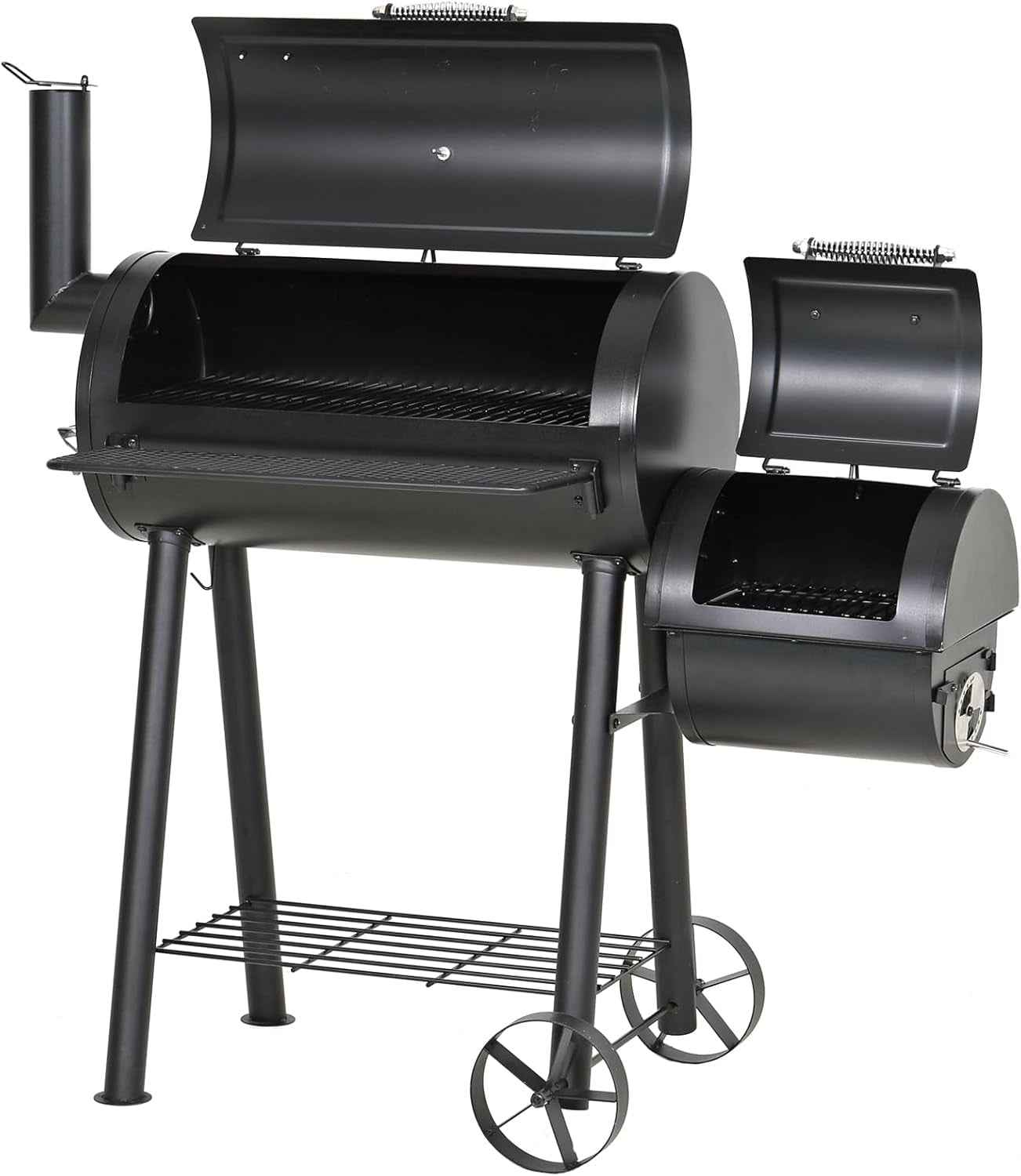 Offset Barrel Smoker Charcoal Grill 28Inch Outdoor