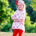 AnnLoren Little & Big Girls 3/4 Angel Sleeve Red Plaid Cotton Knit Ruffle Shirt
