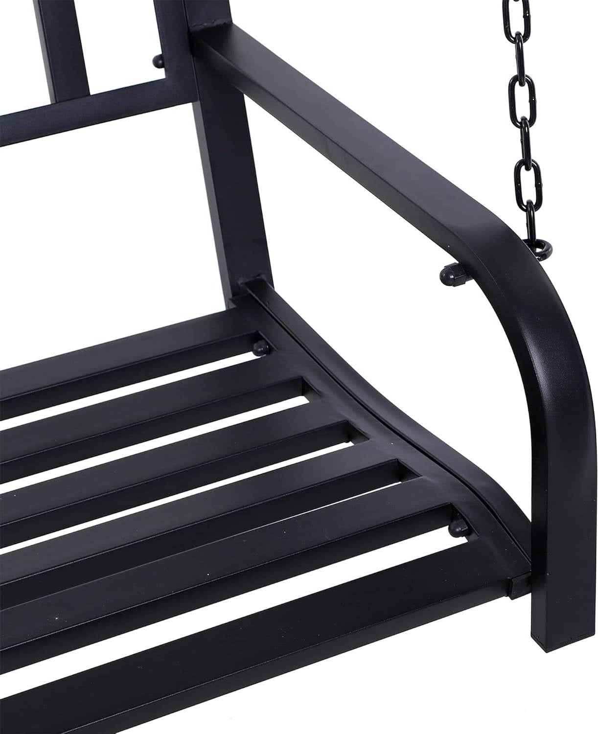 Modern Farmhouse Antique Black 2-Person Metal Outdoor Hanging Porch Swing