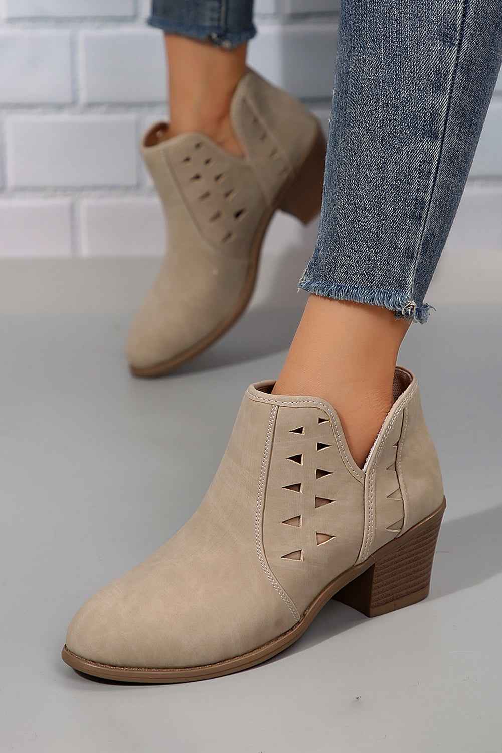 Quinn Cut Out Suede Ankle Boots