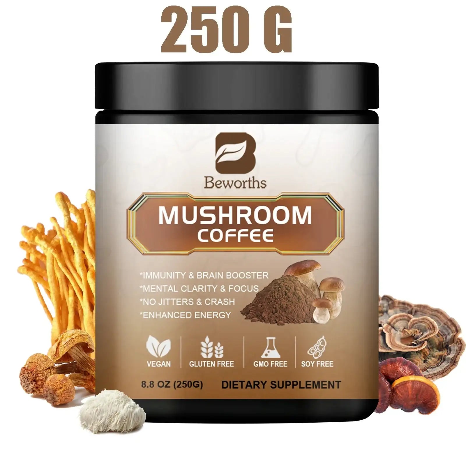 BWEORTHS Mushroom Coffee 250G - 10 in 1 Health Boost - PW PitStop