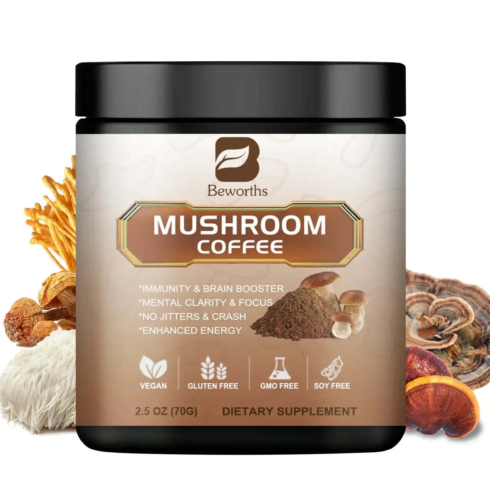 BWEORTHS Mushroom Coffee 250G - 10 in 1 Health Boost - PW PitStop
