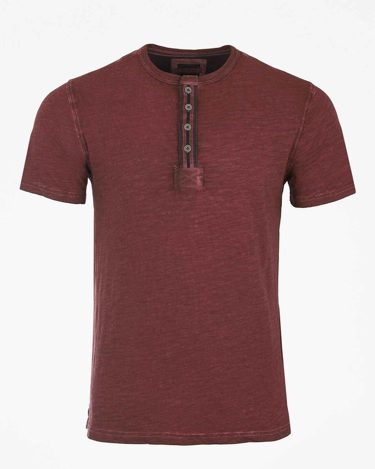 ZIMEGO Mens Short Sleeve Crew Neck Oil Wash Vintage Button Henley T-Shirt