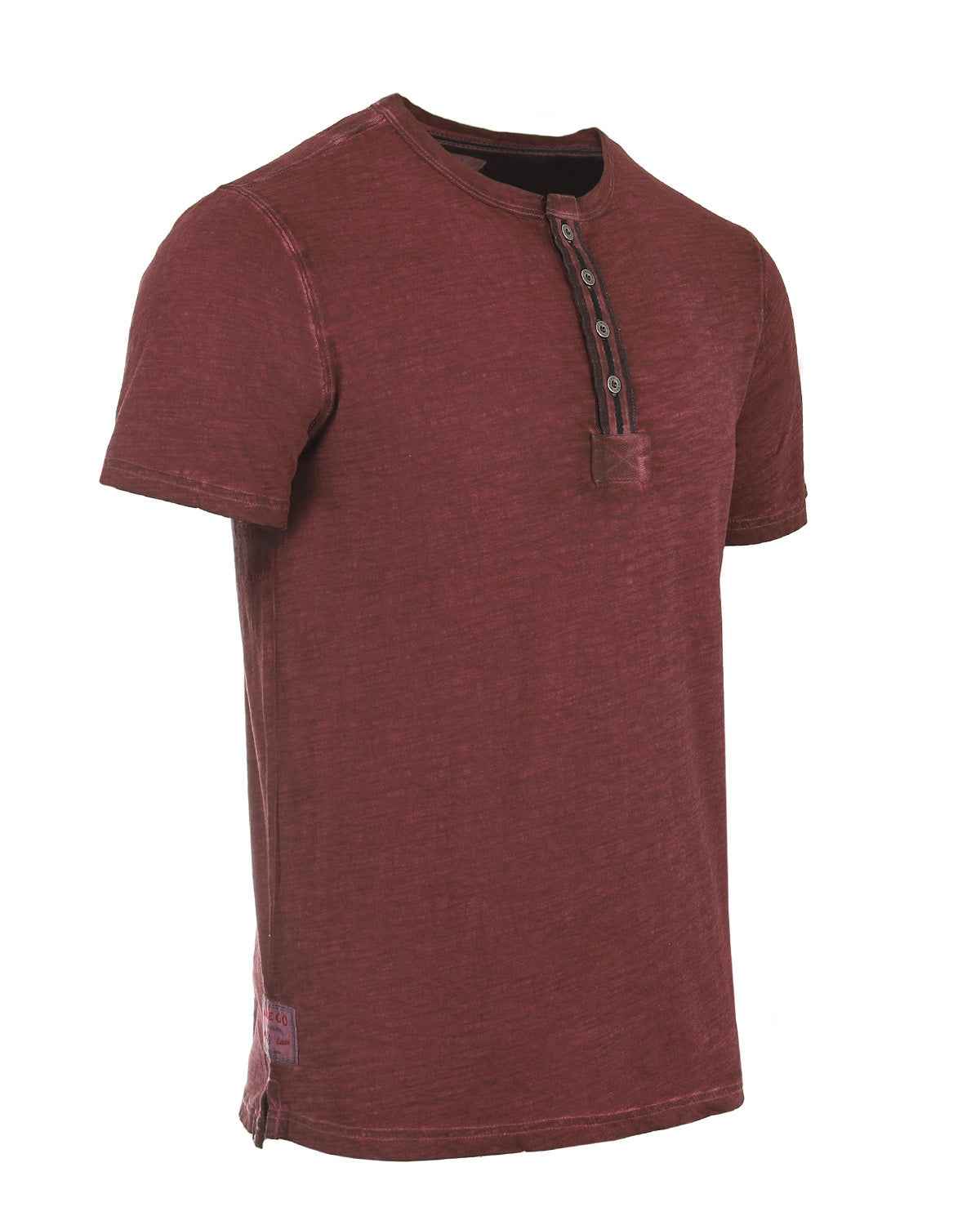 ZIMEGO Mens Short Sleeve Crew Neck Oil Wash Vintage Button Henley T-Shirt