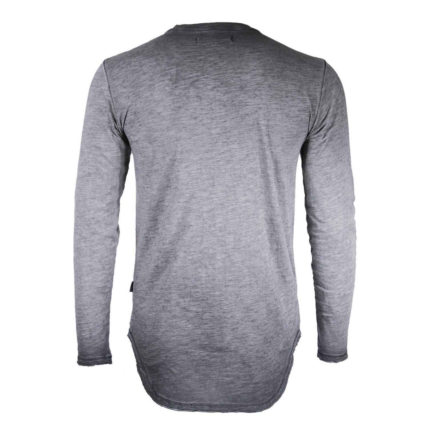 ZIMEGO Mens Long Sleeve Crewneck Oil Wash Vintage Raw Edge Hem Hipster Hip-Hop T shirt