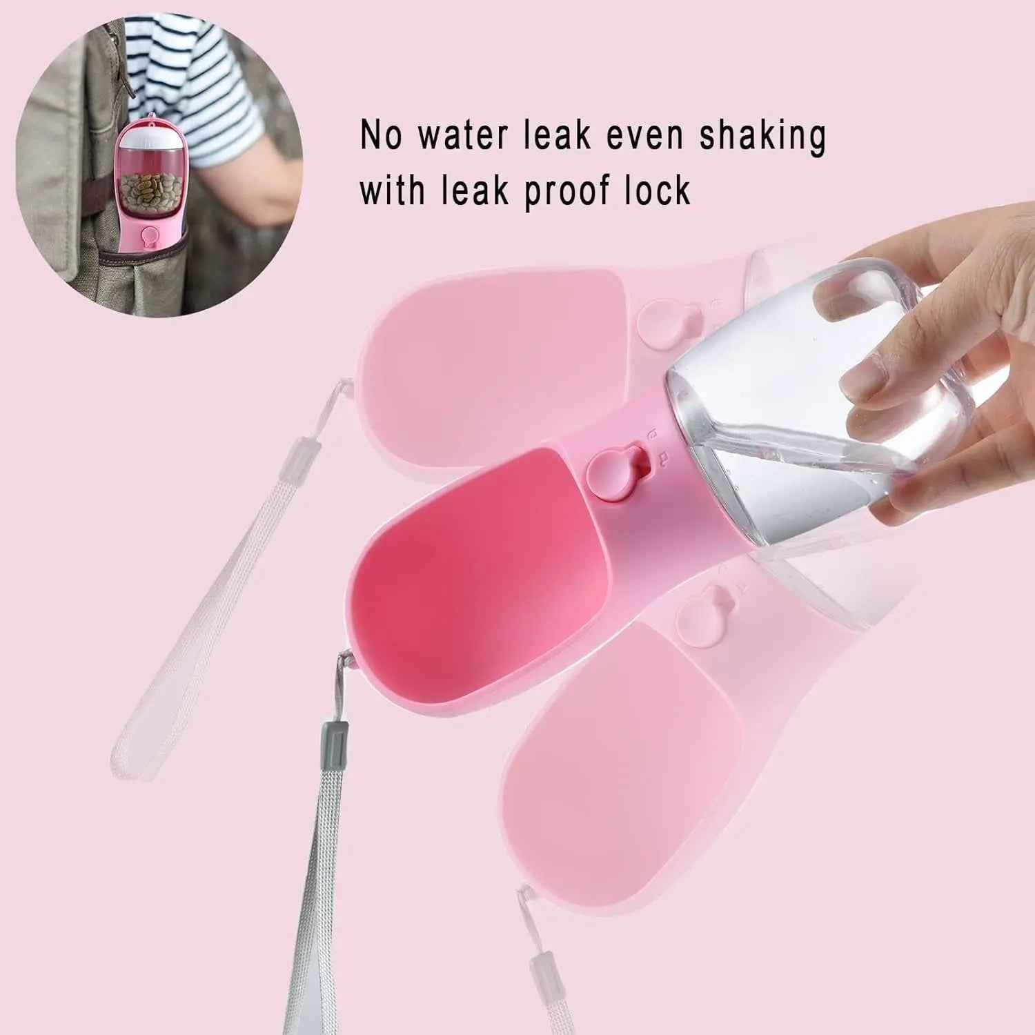 Dog Water & Food Bottle Portable 2in1 Dispenser Filter Leak Proof Travel Hiking