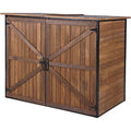 Large Wooden Outdoor Storage Cabinet Trash Can Storage Shed