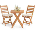 Folding Chair Table Set with Soft Seat Cushions and Table-White
