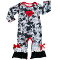 AnnLoren Baby Girls Tie Dye Heart Long Sleeve Romper Valentine's Day