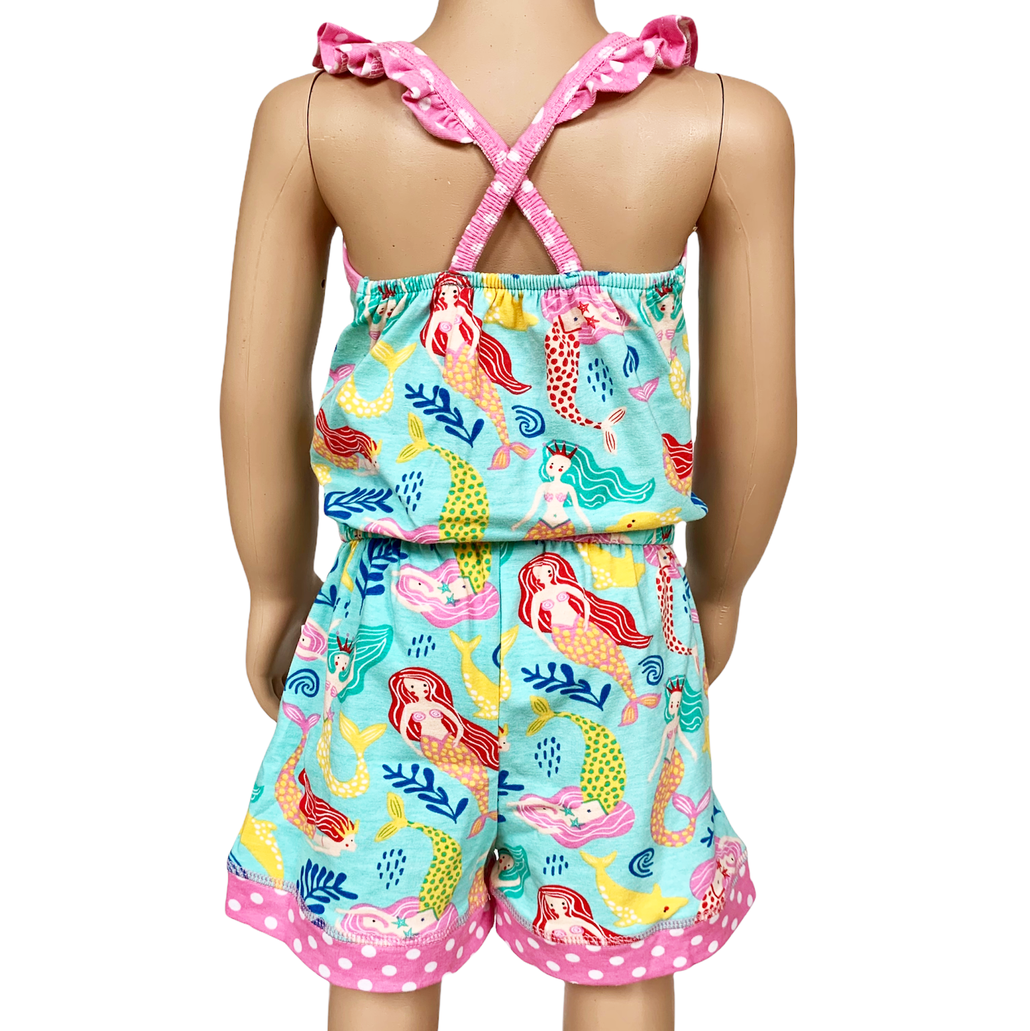 AnnLoren Girls Boutique Nautical Mermaid Jumpsuit  Spring Summer Romper