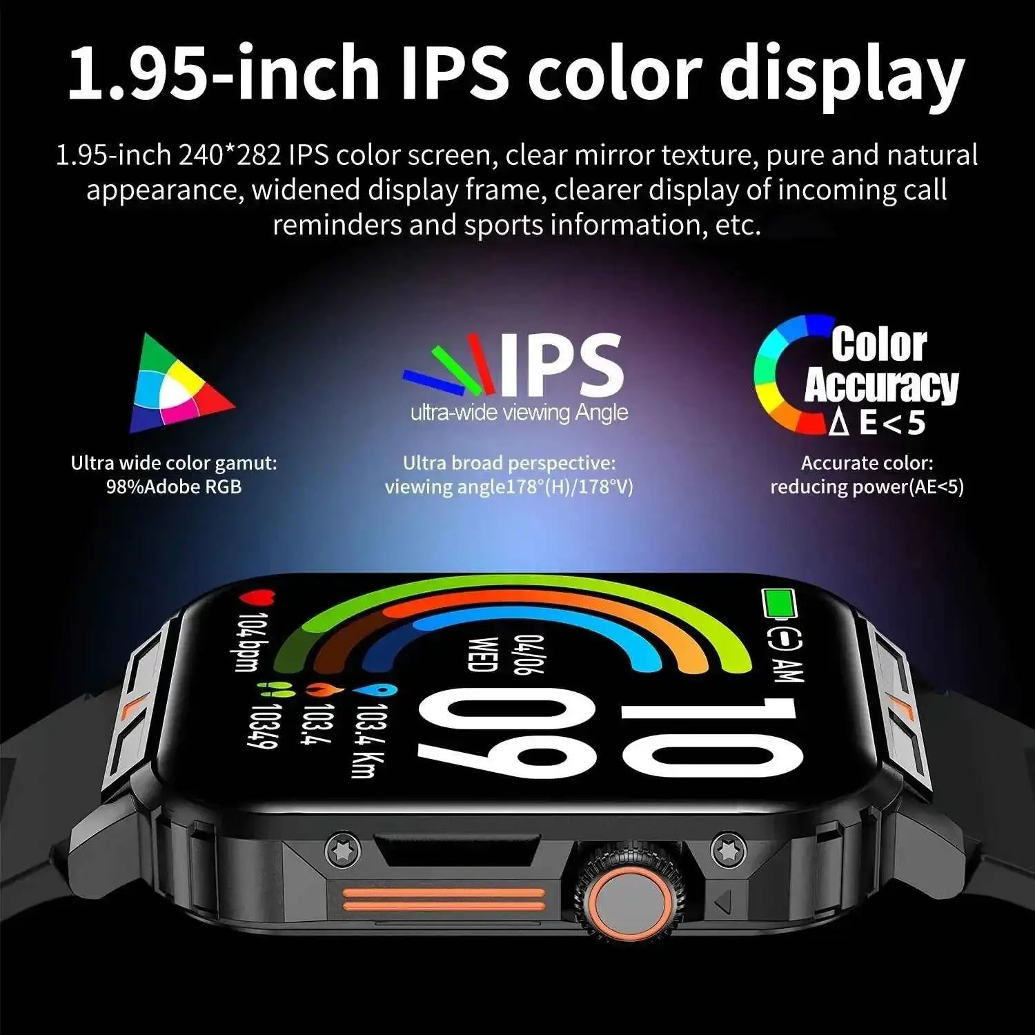 NNEOBA Military Smart Watch Fitness Health Monitor Bluetooth (Black)