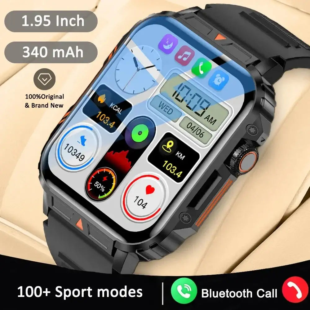 Military Smart Watch Fitness Health Monitor Bluetooth (Black) - PW PitStop
