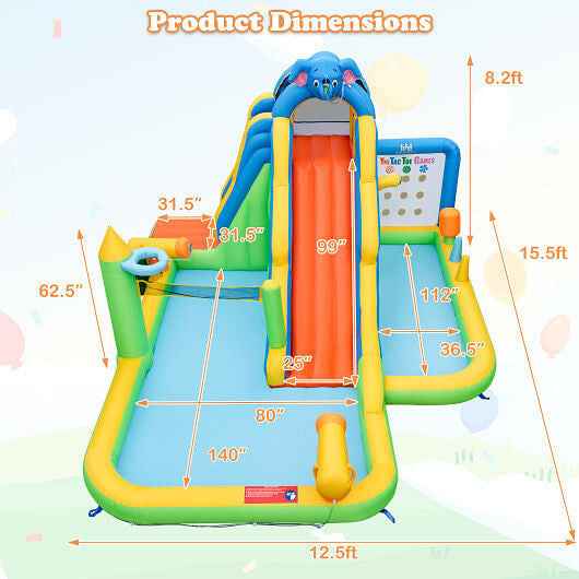 Inflatable Water Slide with Splash Pool and Climbing Wall for Oudoor Indoor without Blower