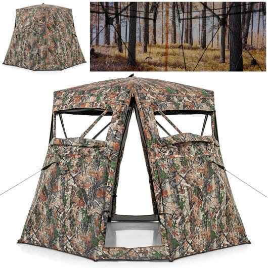 360 One Way See Through Ground Hunting Blind for Deer and Turkey Hunting