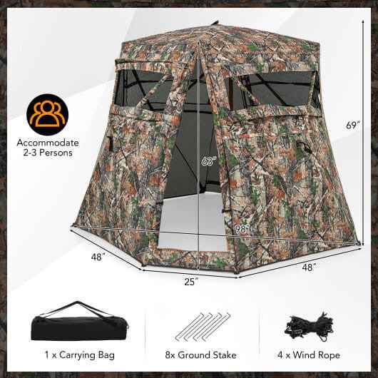 360 One Way See Through Ground Hunting Blind for Deer and Turkey Hunting