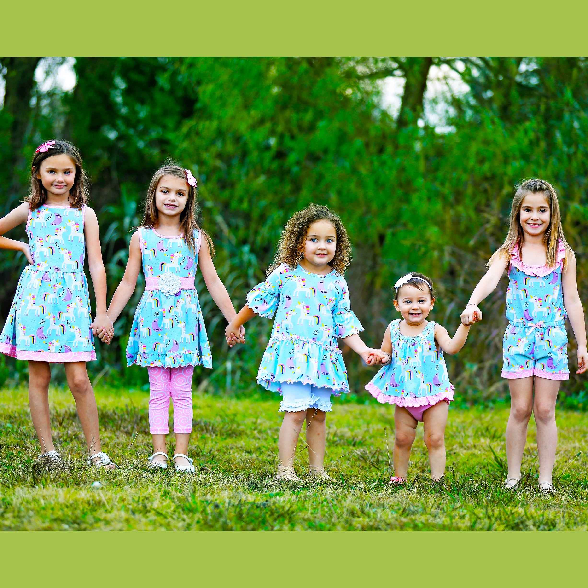AnnLoren Girls Magical Unicorns Rainbows Sleeveless Dress