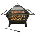 Square Outdoor Steel Wood Burning Fire Pit with Star Design