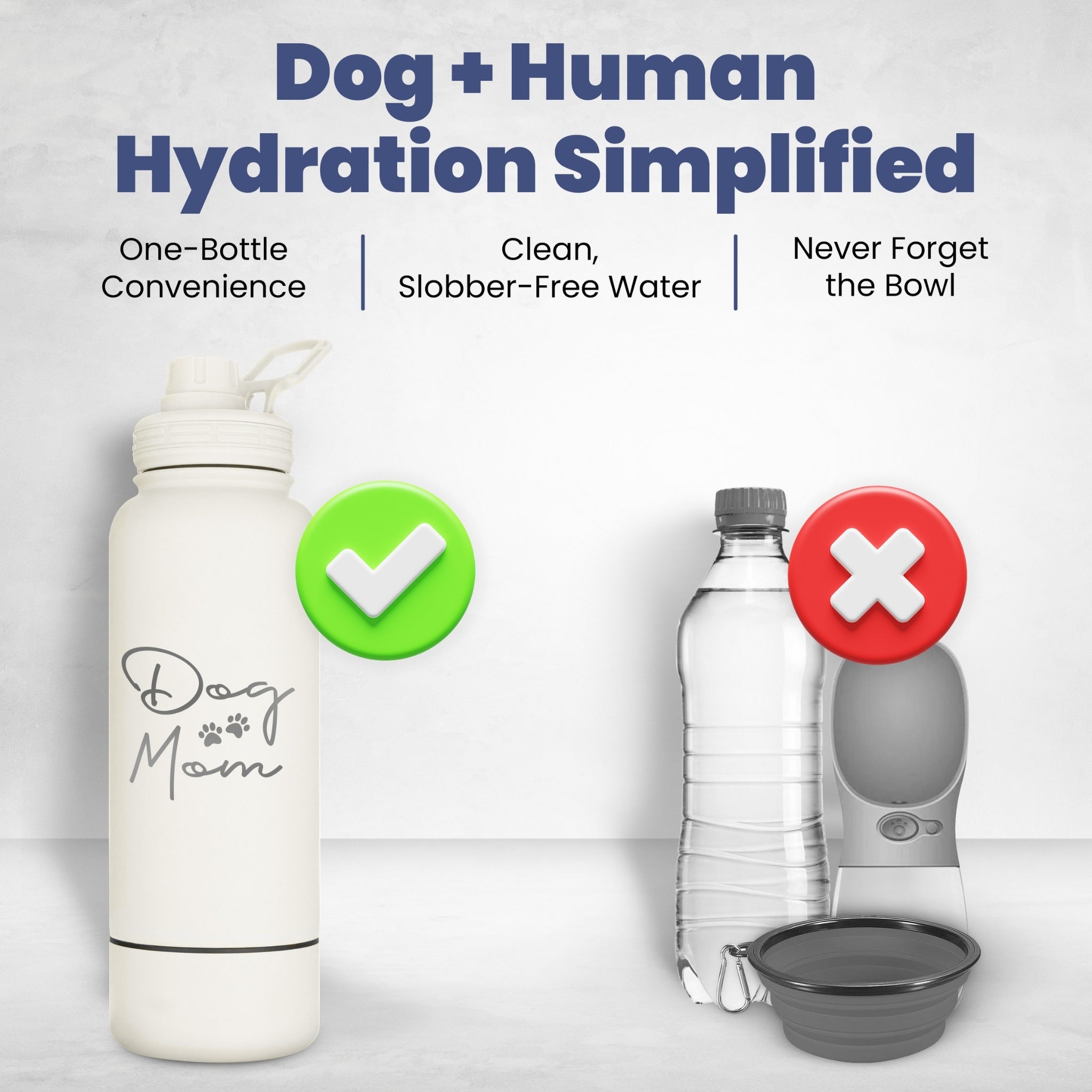 Dog + Human Water Bottle with Detachable Dog Bowl - PW PitStop