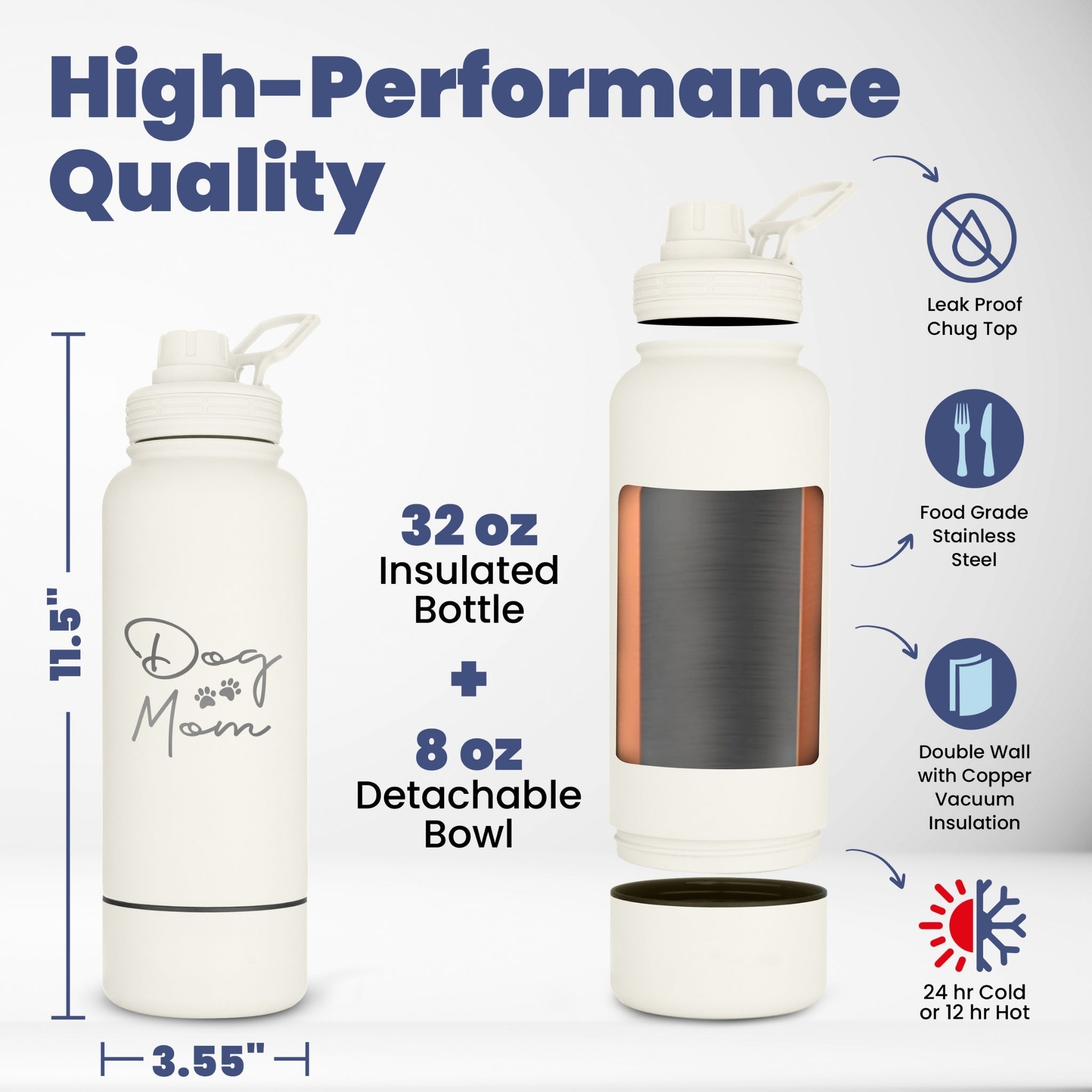 Dog + Human Water Bottle with Detachable Dog Bowl - PW PitStop