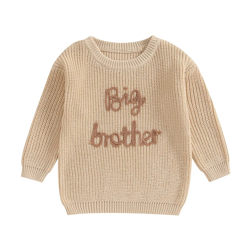 Cotton Knitted Sweater with "Big Brother" embroidery