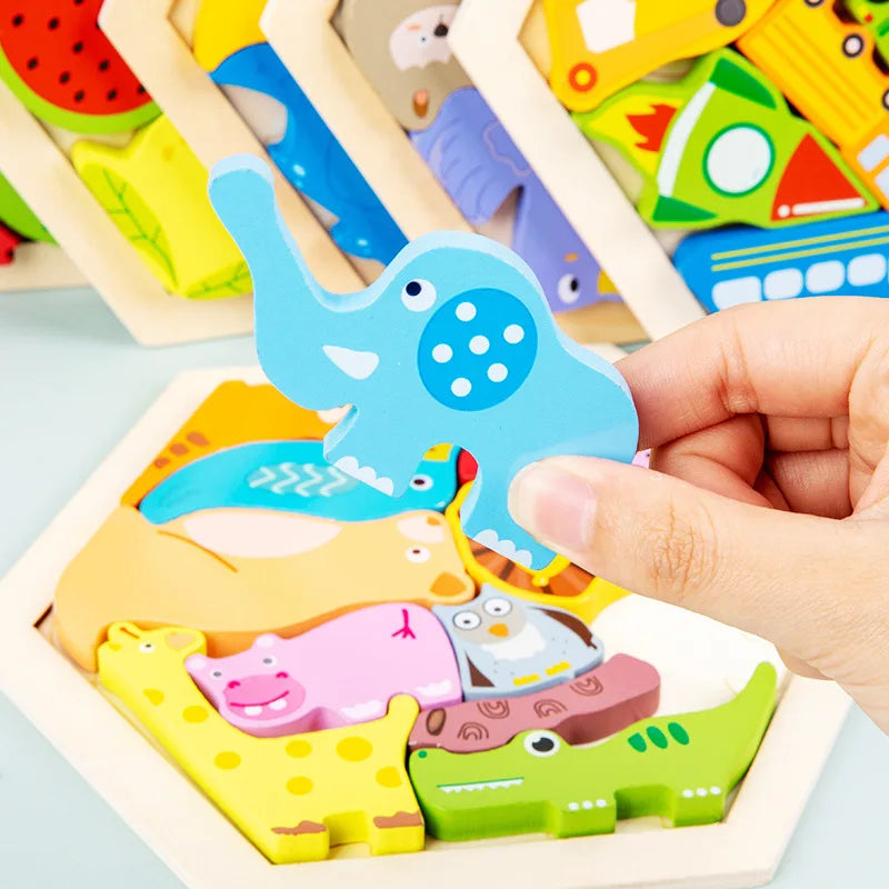 Wooden Toy Hexagonal Tangram