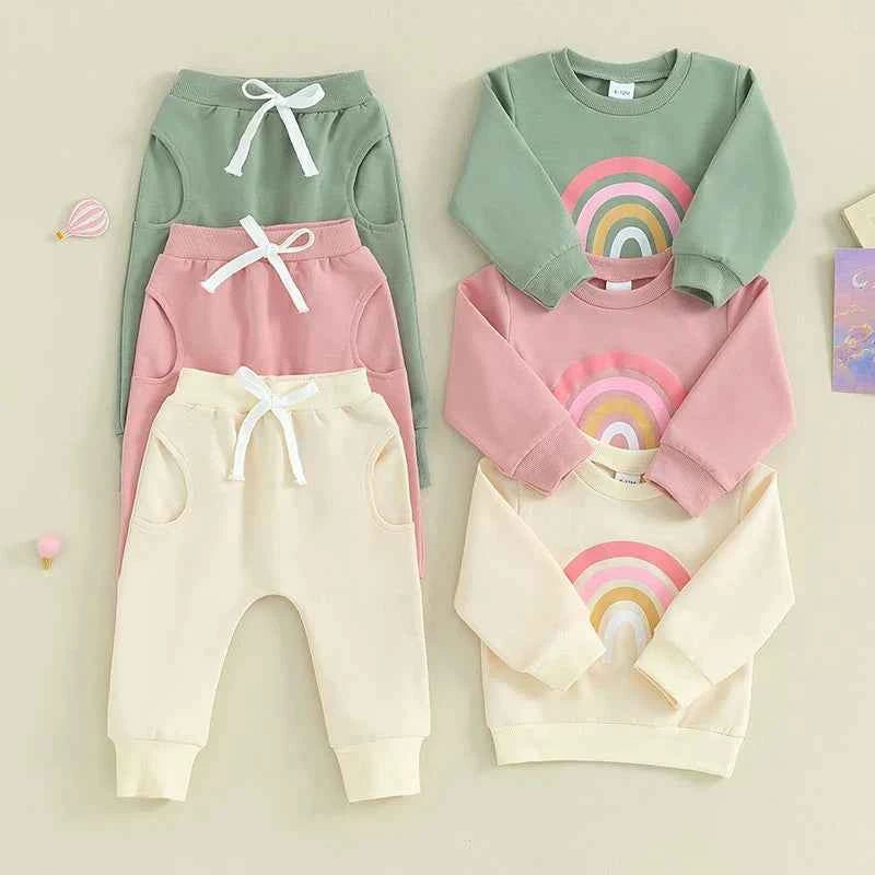 Pants and Sweatshirt Set with Rainbow