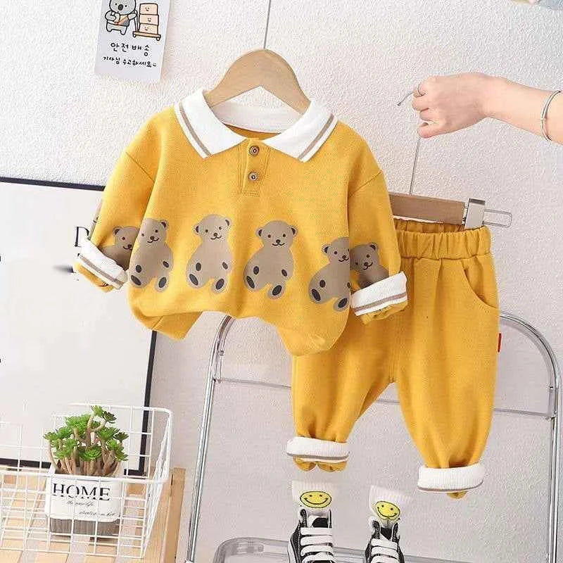 Polo Shirt and Trousers Set with Bears