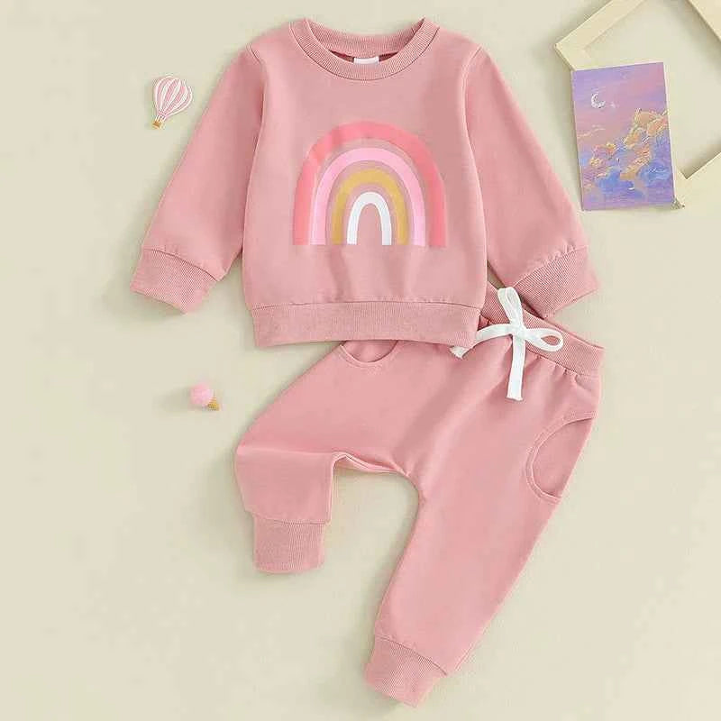 Pants and Sweatshirt Set with Rainbow