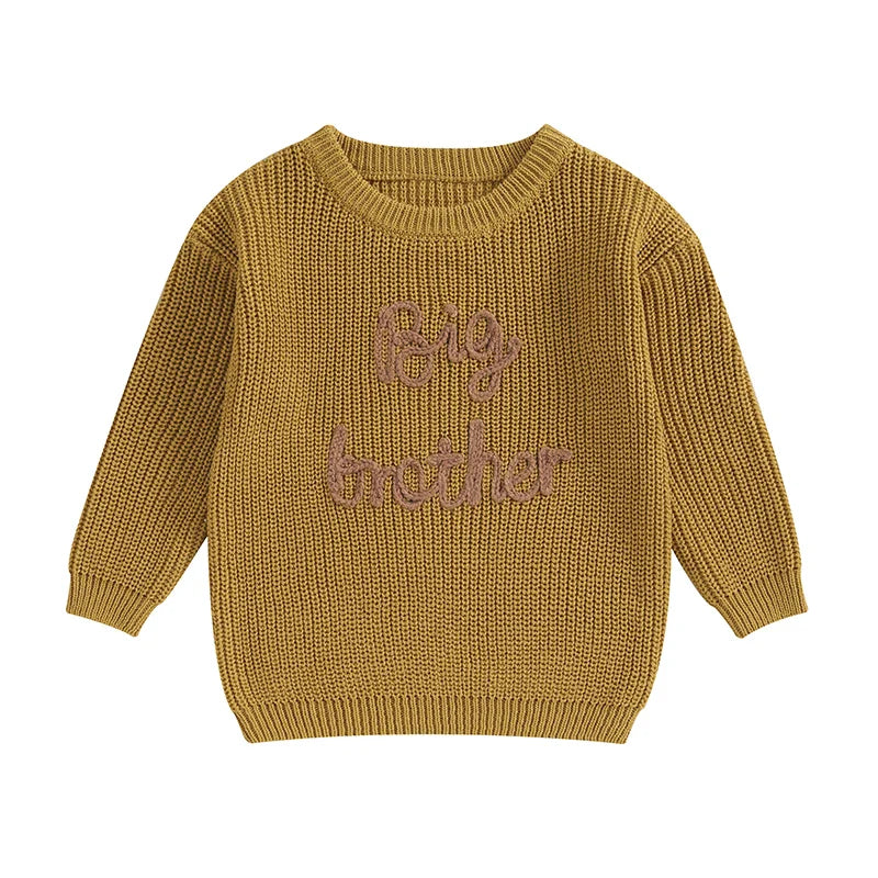 Cotton Knitted Sweater with "Big Brother" embroidery